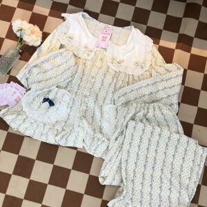 Bộ đồ ngủ nữ tiểu thư cổ bèo dễ thương
