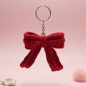 Móc khóa Nơ Len Hồng 2